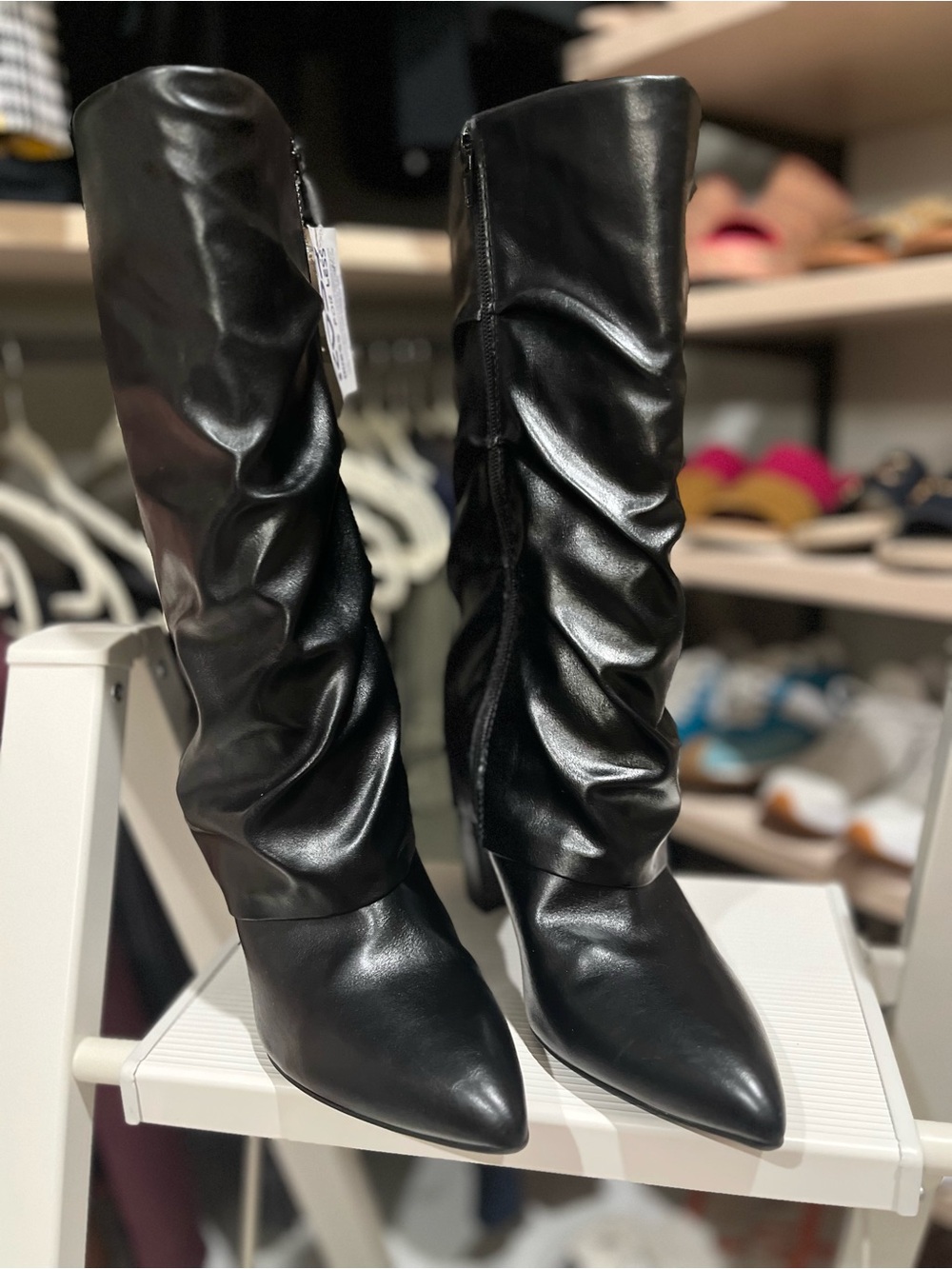 Unisa Black Slouchy Pointed-Toe Knee Boots
